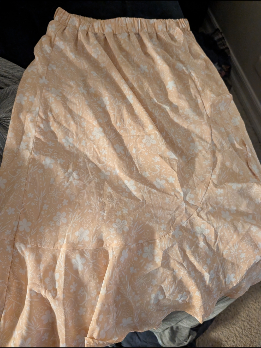 Disney Peach Floral Midi Skirt with White Print